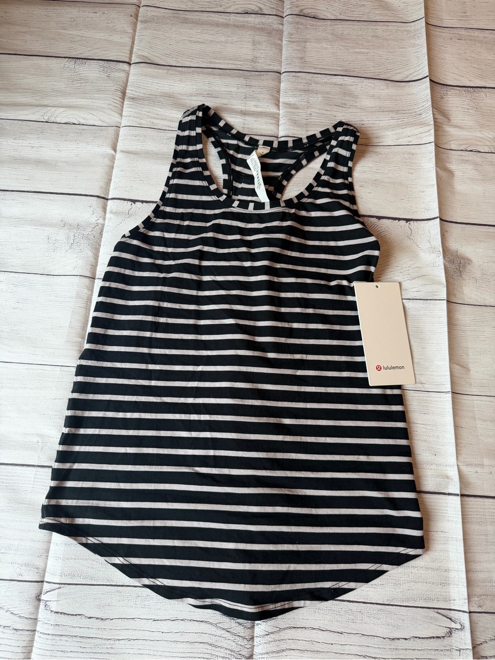 NWT Women's lululemon athletica Black & White Striped Racerback Tank